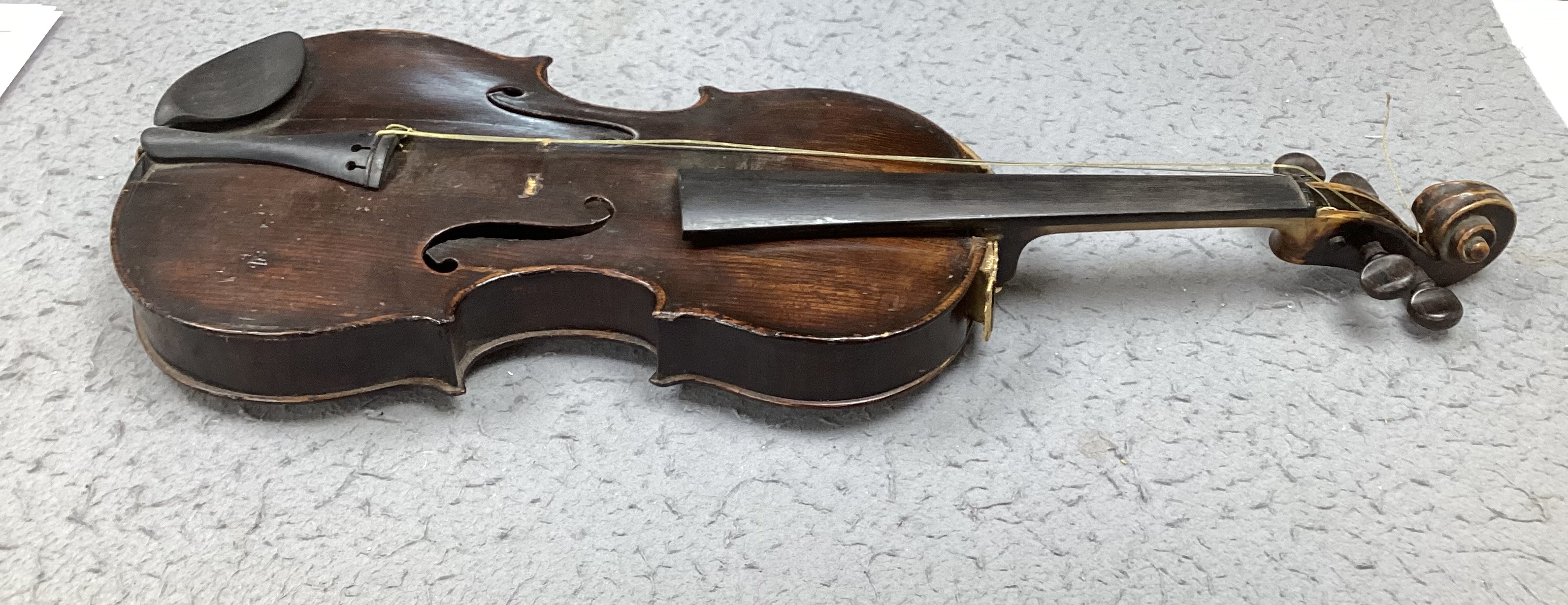 A George Craske (1797-1888) violin with a Hill & Son label, cased (a.f.)